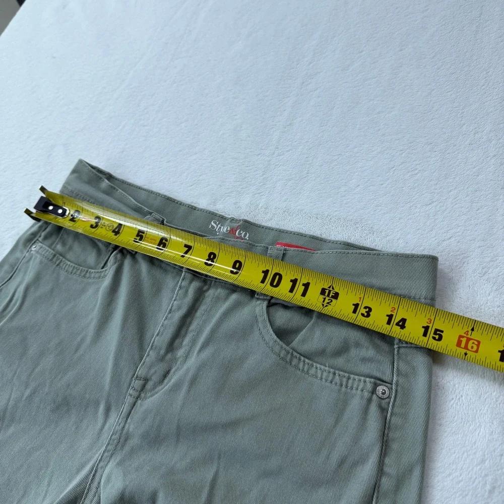 Style & Co Straight Leg Pants Womens 6P Sage Green Good Stretch Casual